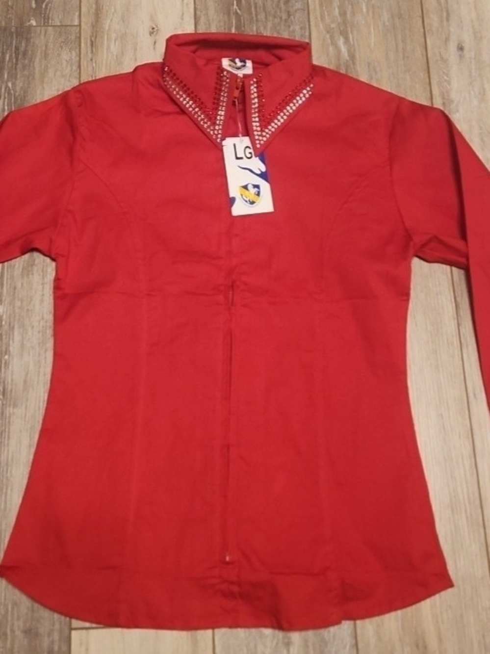 Royal Highness Equestrian RHC Women Large Red Long Sleeve Full Zip shirt Western